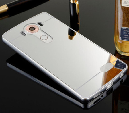 Добави още лукс Бъмпъри за телефони Луксозен алуминиев бъмпър с твърд огледален сребрист гръб за LG V10